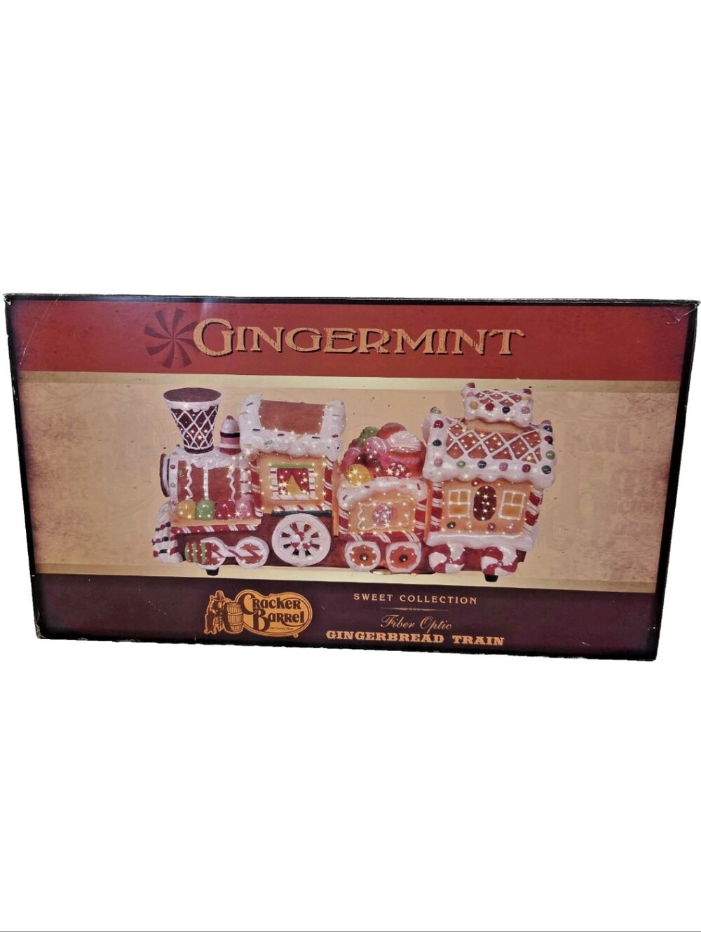 Cracker Barrel Gingermint Fiber Optic Gingerbread Train Christmas 2008 w/ Box
